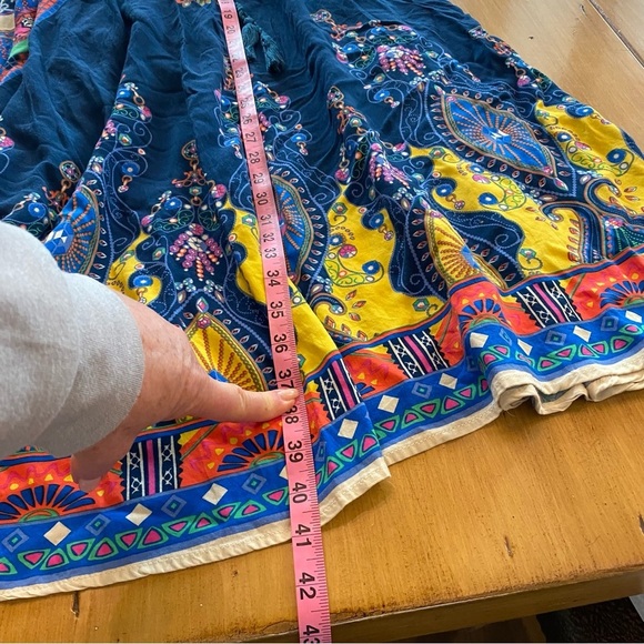 Flying Tomato Womens  Bohemian Multicolor Maxi Rayon Elastic Waist Skirt medium - Picture 5 of 6